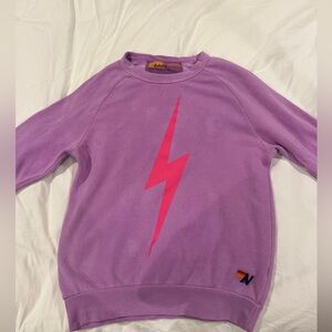 Aviator Nation neon purple Sweatshirt with Neon Pink Bolt